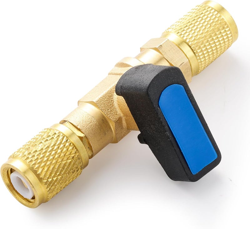 Tigbear 1/4 SAE Female HVAC Control Valve Air Conditioner Ball Valve, 1/4 SAE Female Thread Adapter for R410A R134A R12 R22 AC Charging Hoses Refrigerant Refrigerant Shut-Off Ball Adaper - Image 1